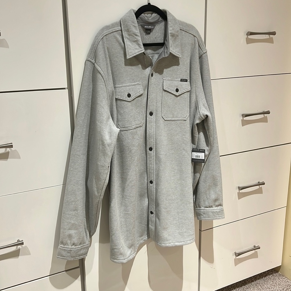 NWT Eddie Bauer T2XL Thick Button Up Dress Shirt Jacket Sweater Flannel Jacket